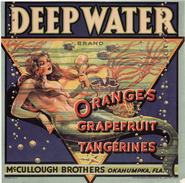 Poster that reads Deep Water Oranges Grapefruit Tangerines. 