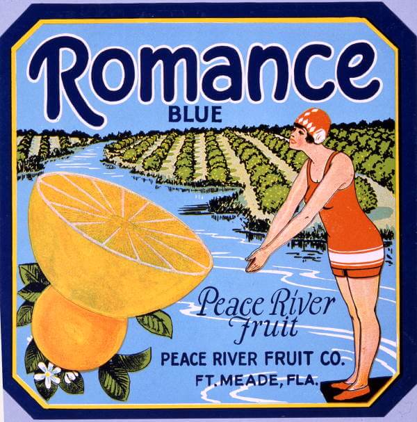 Romance Blue citrus label. 