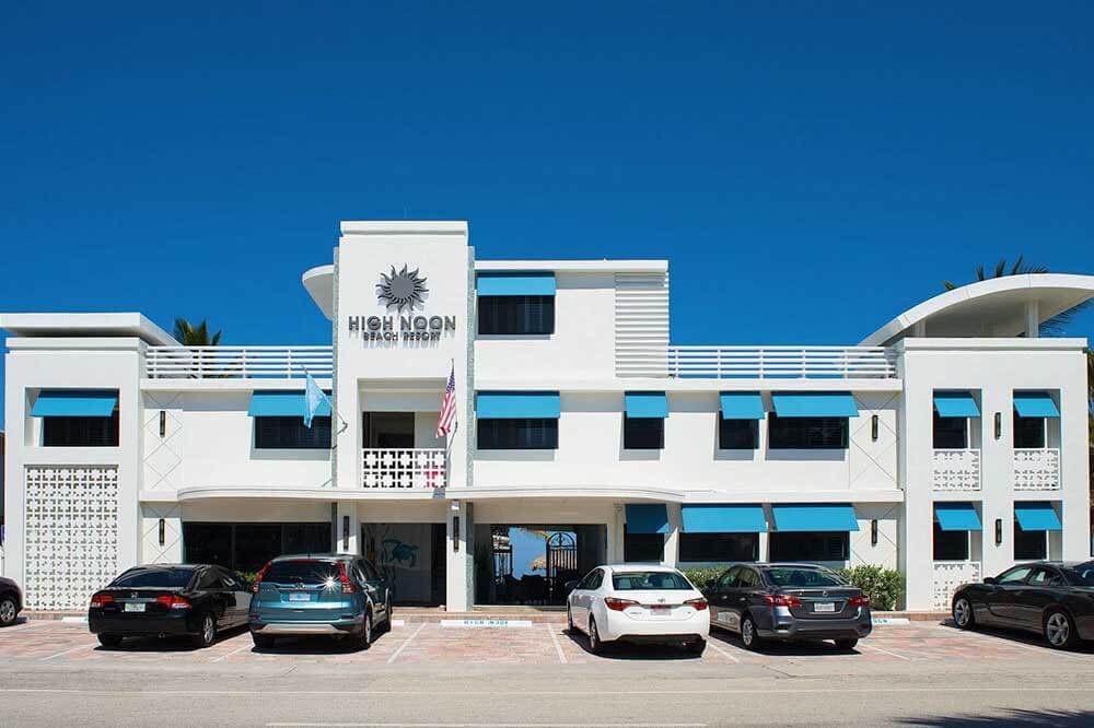 High Noon Beach Resort front of building.
