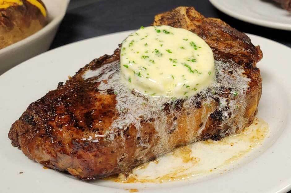 Steak with butter melting on top. 