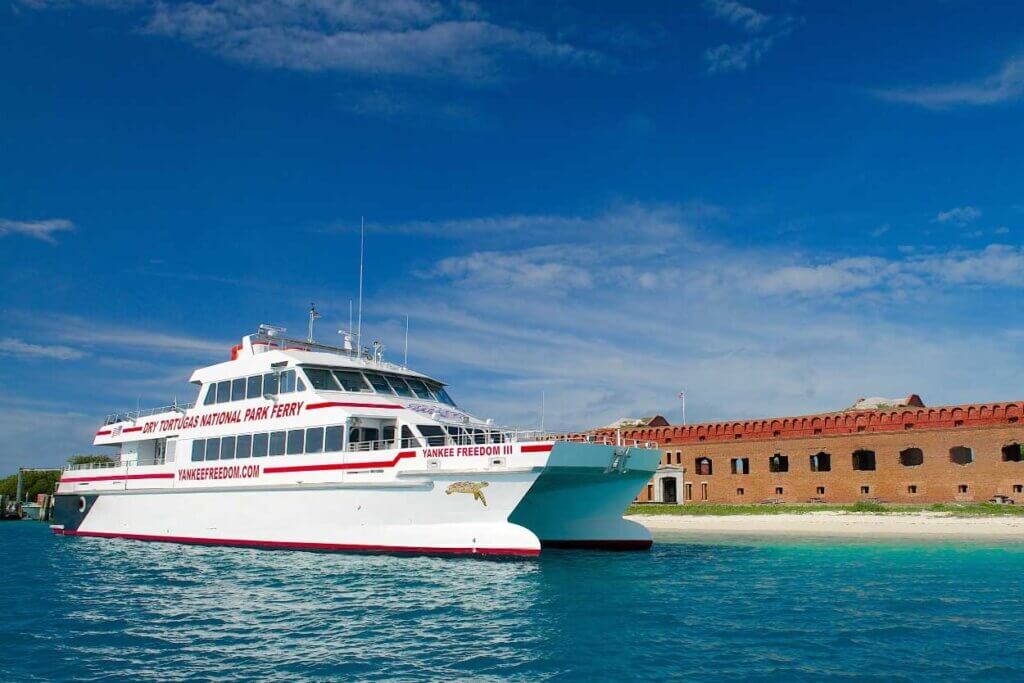 Yankee Freedom in the water in front of the Dry Tortugas