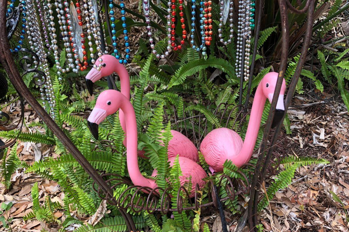 Whimzeyland plastic flamingos and beads in Safety Harbor