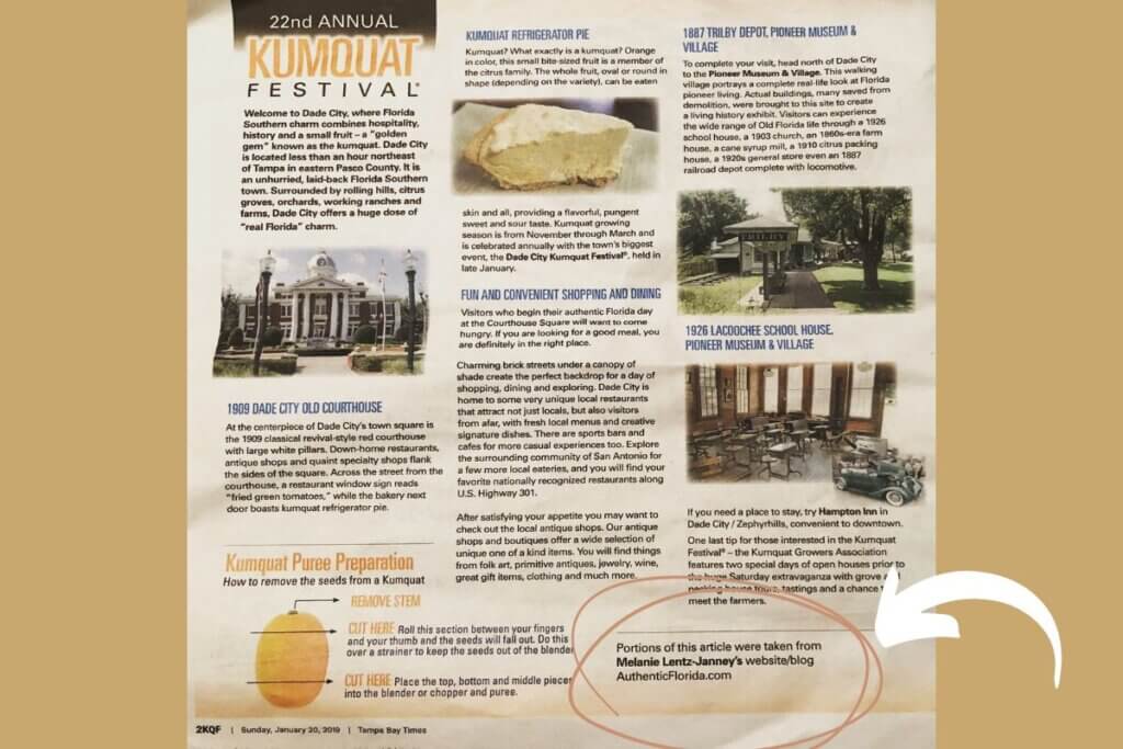 2019 Dade City Kumquat Festival Program featuring AuthenticFlorida.com