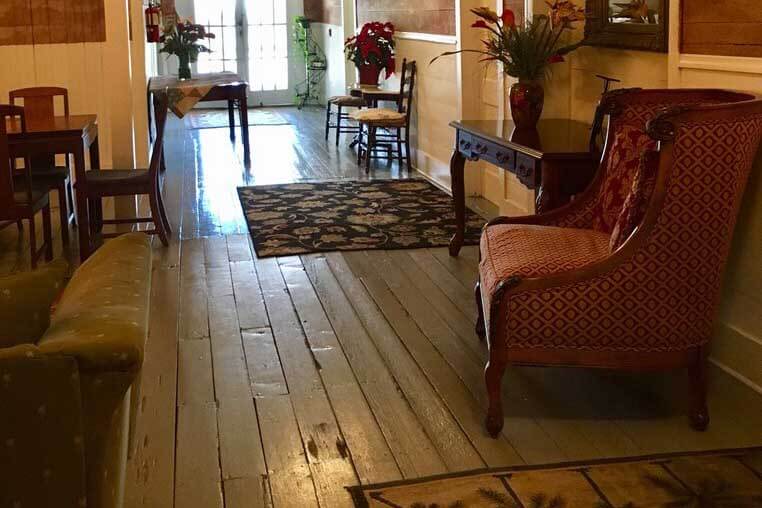 Distressed wood Floors at The Cedar Key Island Hotel