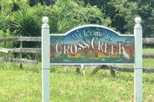 Things to do in Cross Creek sign