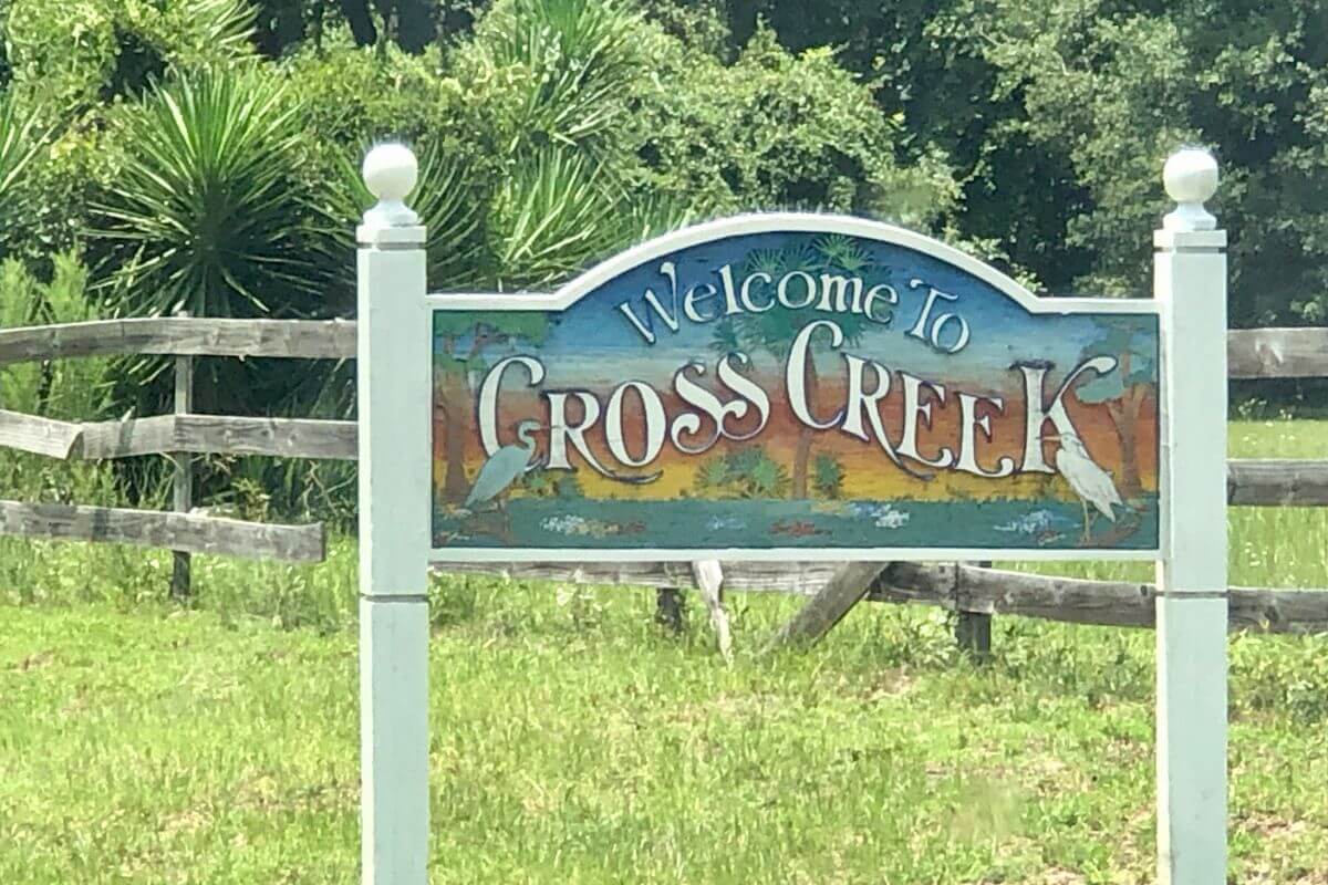 Things to do in Cross Creek sign