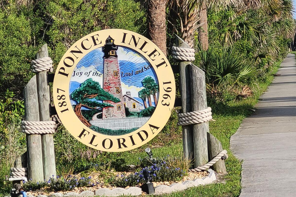 Ponce Inlet Florida Joy of the Land and Sea sign.