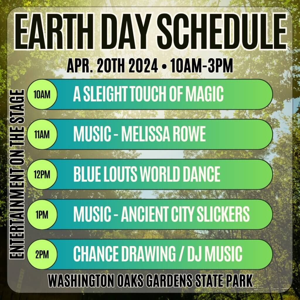 Washington Oaks Gardens Earth Day Schedule 2024