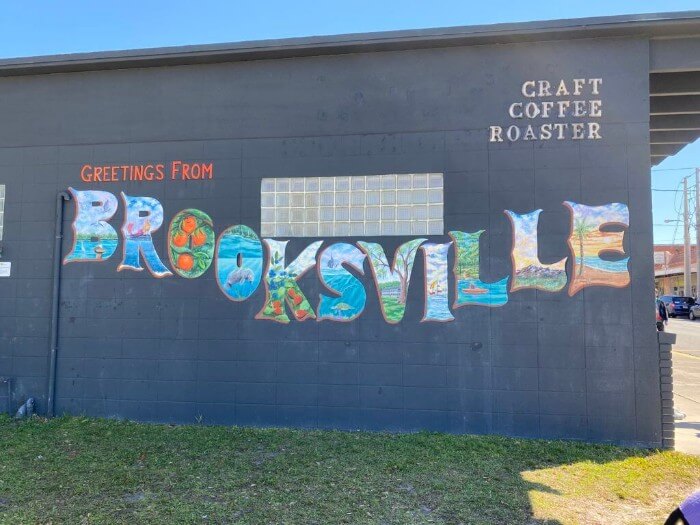 Mural of Brooksville at Coffee Shop.