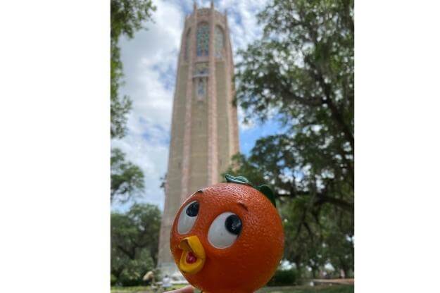 Photo of Bok Tower carillon with Orange Bird