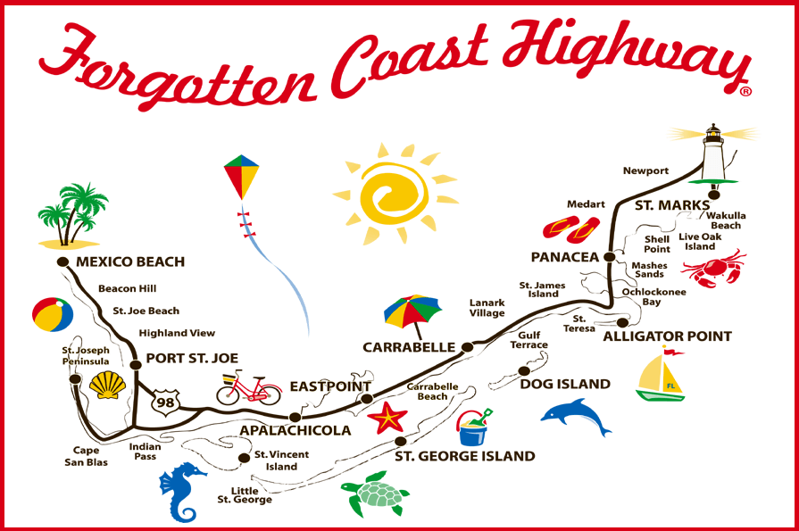Map of the Forgotten Coast Highway