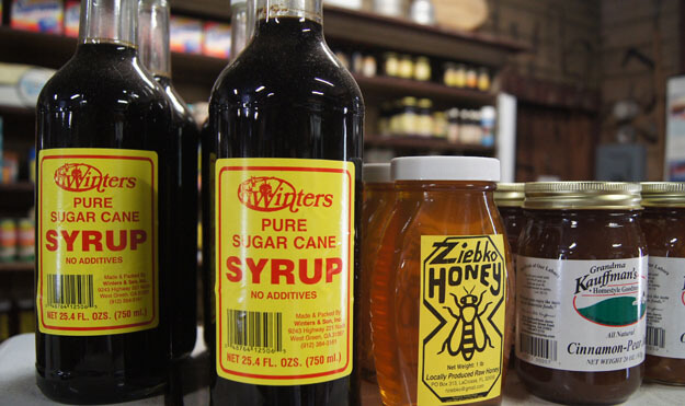Photo of cane syrup and honey