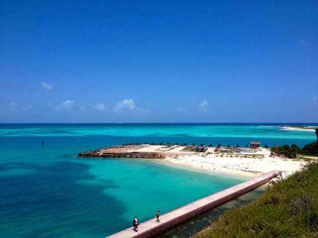 Photo of Dry Tortugas surrounded by turquoise blue-green water