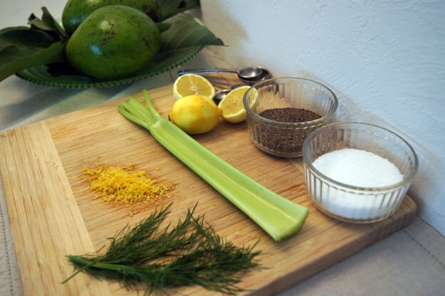 Ingredients on a cutting board. 