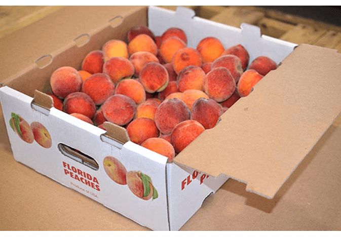 Photo of a box of peaches