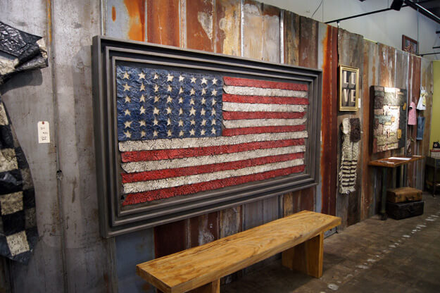 Photo of an American flag framed