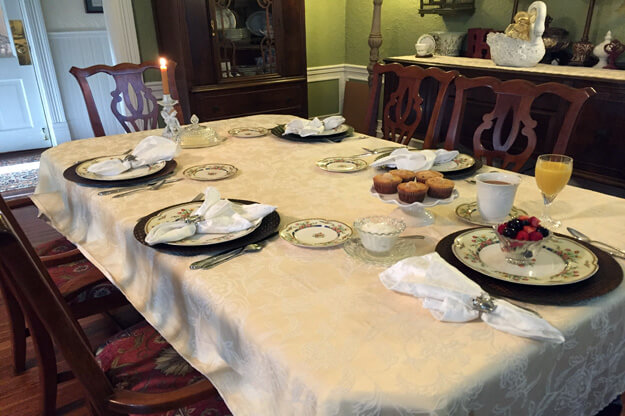 Photo of a set dining room table
