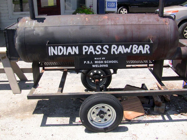 Photo of a sign for Indian Pass Raw bar
