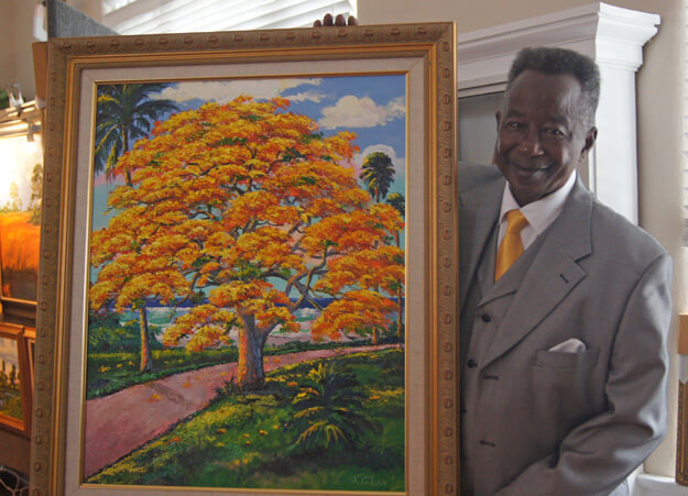 Photo of James Gibson with his painting