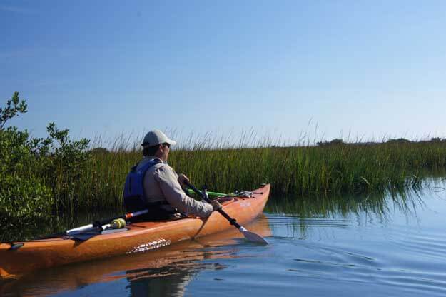 Man kayaking in St. Augustine.