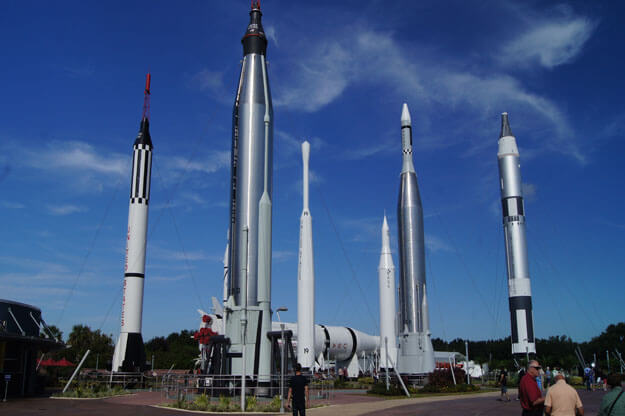 Photo of the rocket garden at the kennedy space center