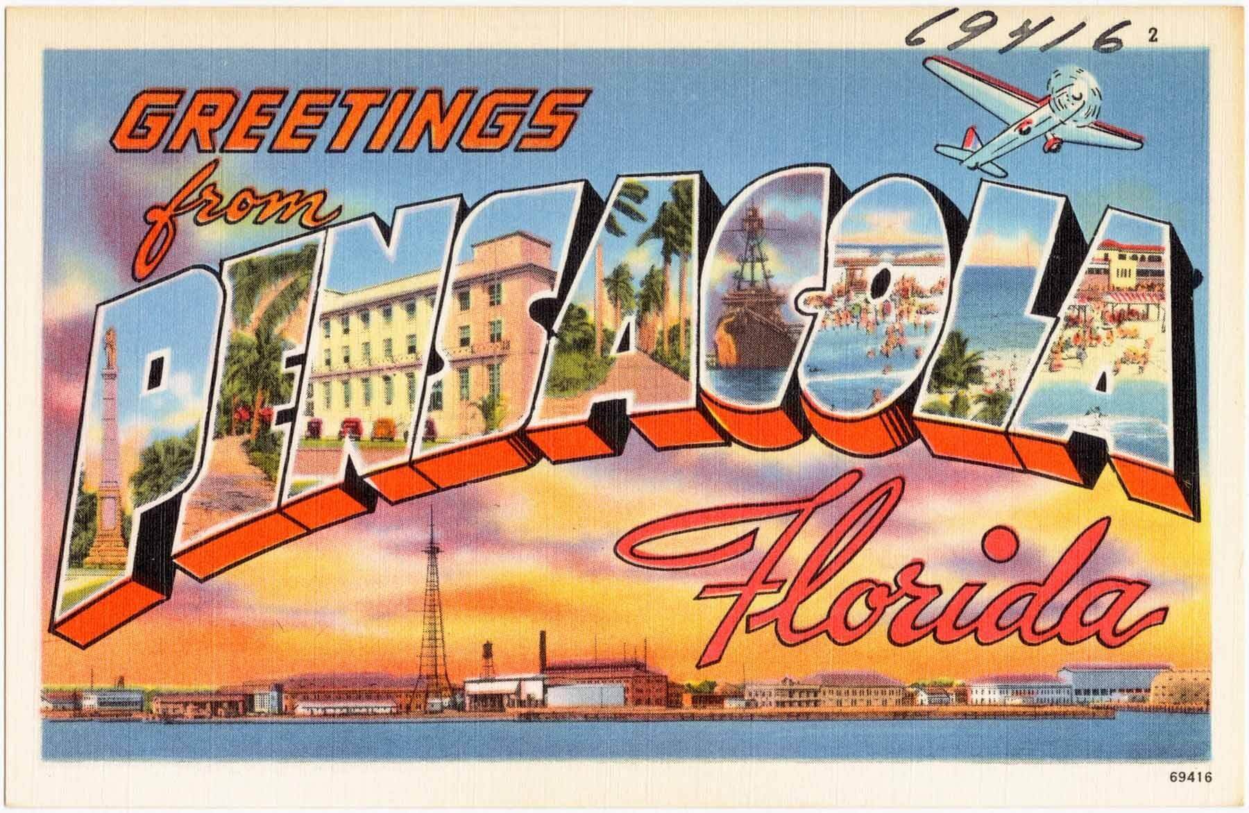 Greetings from Pensacola Florida Postcard 