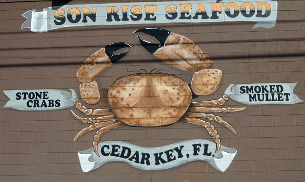 Mural of a crab in Cedar Key