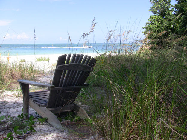Beach chair on Siesta Key one of best beaches in Southwest Florida Beach.