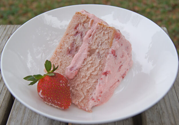 Photo of a slice of Florida strawberry cake