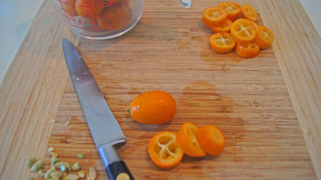 Cut up kumquats 