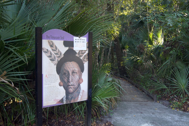 Photo of a Timucuan Trail sign at Alexander Springs