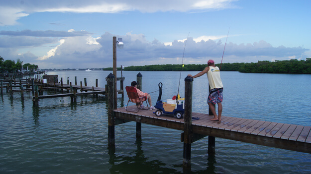 Photo of fishermen on a boardwalk