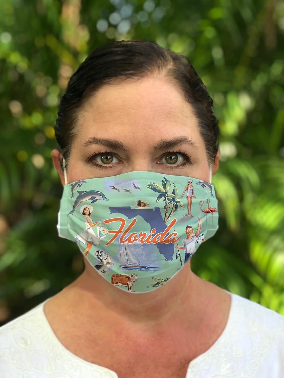 Photo of a woman wearing a Florida face mask