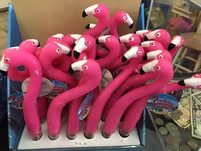 Box of flamingo pens