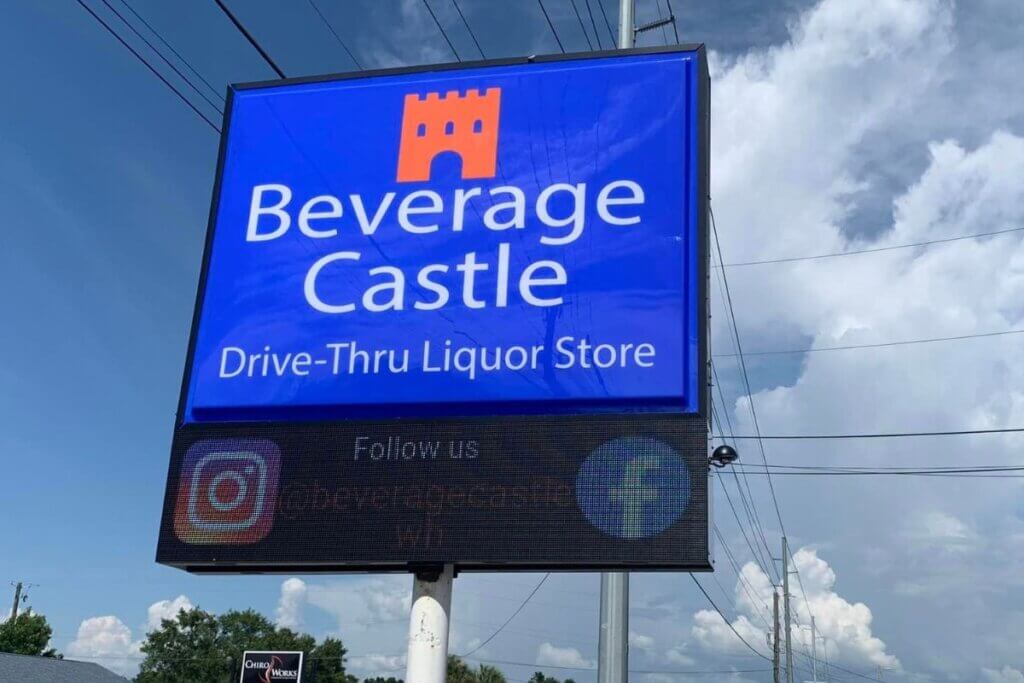 Beverage Castle Drive-Thru Liquor Store in Winter Haven sign