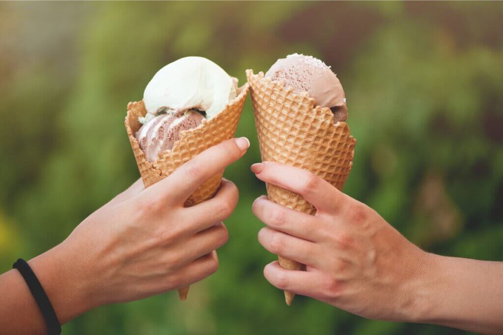 Cheers to ice cream in waffle cones