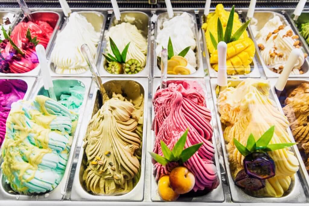 Different flavors of gelato