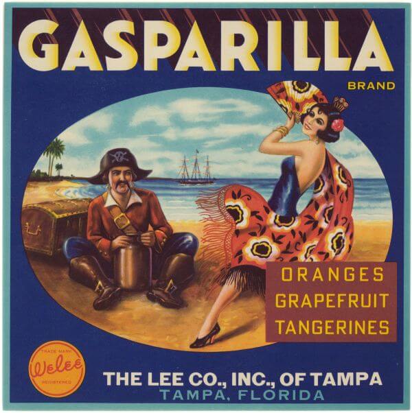 Gasparilla Brand of Tampa Citrus Label.