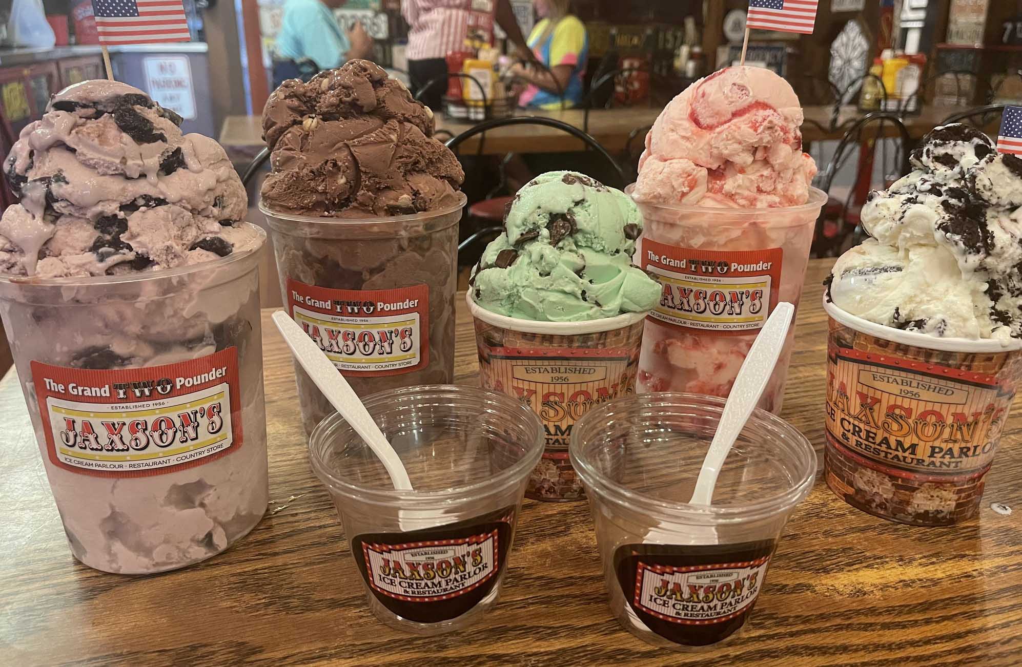 Jaxson's Ice Cream Parlor Options