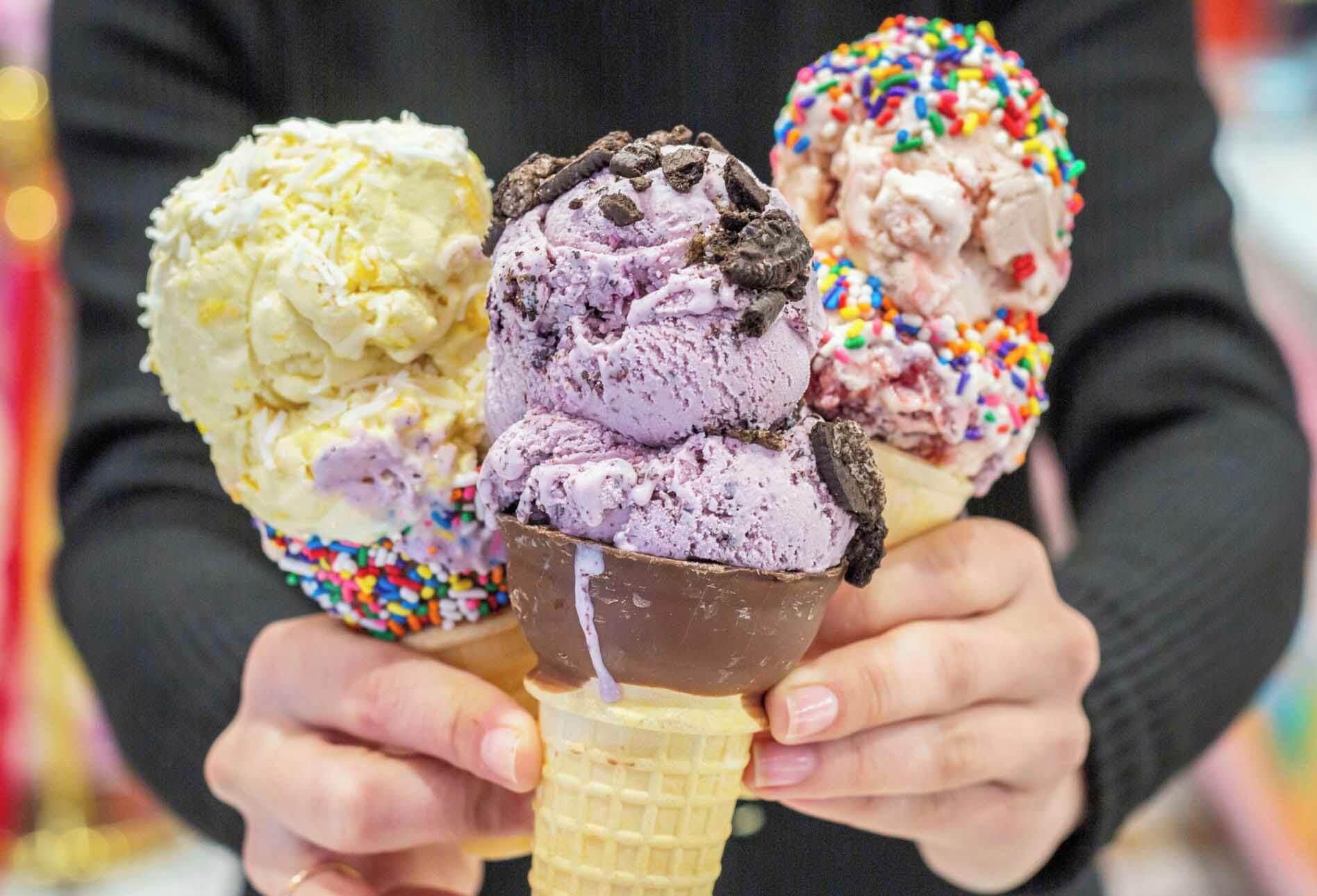 Ice Cream Cones with Toppings 