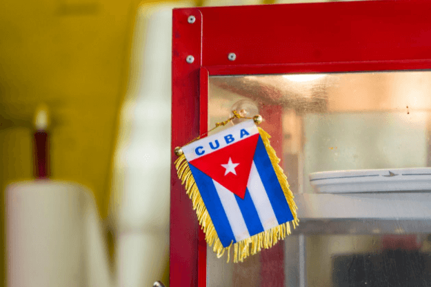 Cuban Flag Hanging on a door.