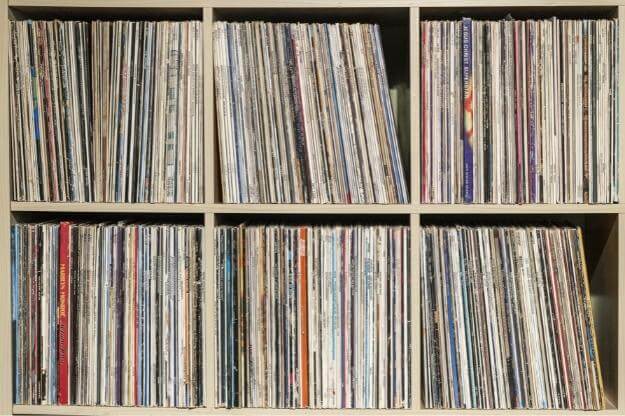 Shelves of vinyl records in Florida.