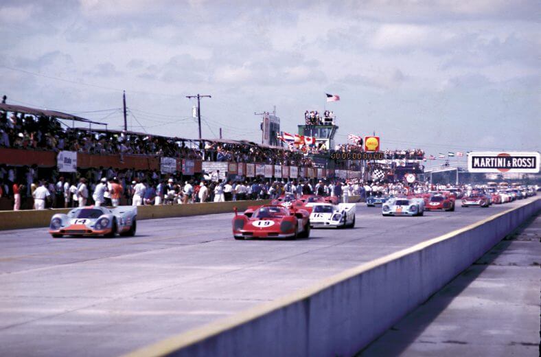 Vintage photo of a car race