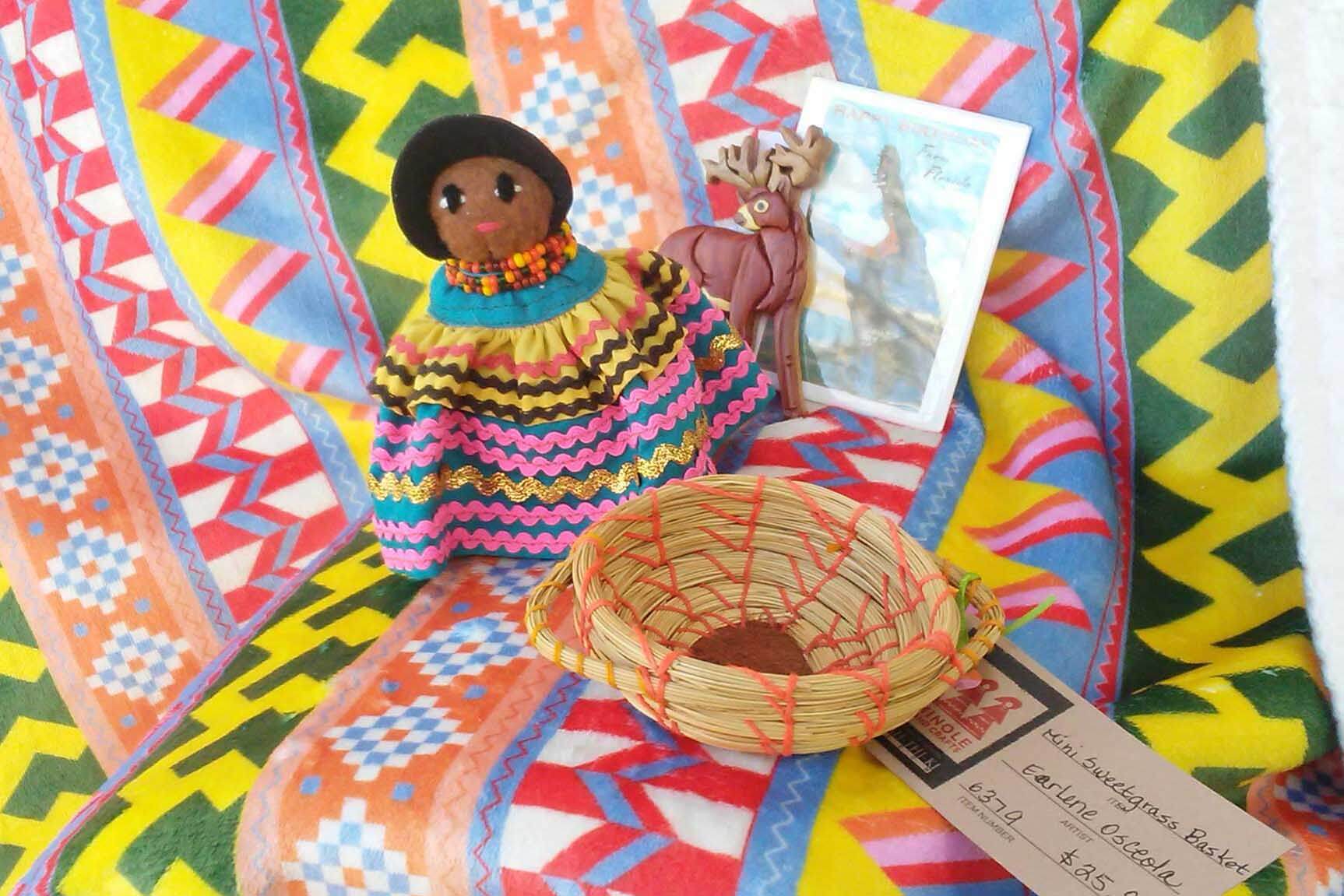 doll and basket in store at Ah-Tah-Thi-Ki Seminole Museum