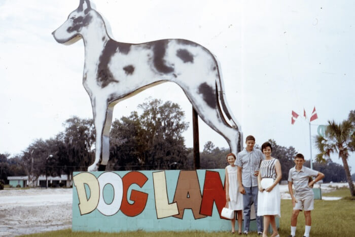 Photo of a family in front of Dogland