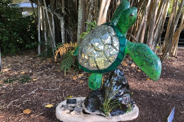 Photo of a turtle sculpture at McKee Botanical Gardens