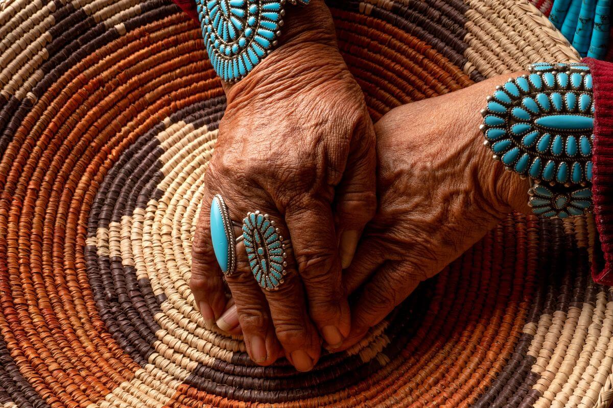 Native American hands with jewelry