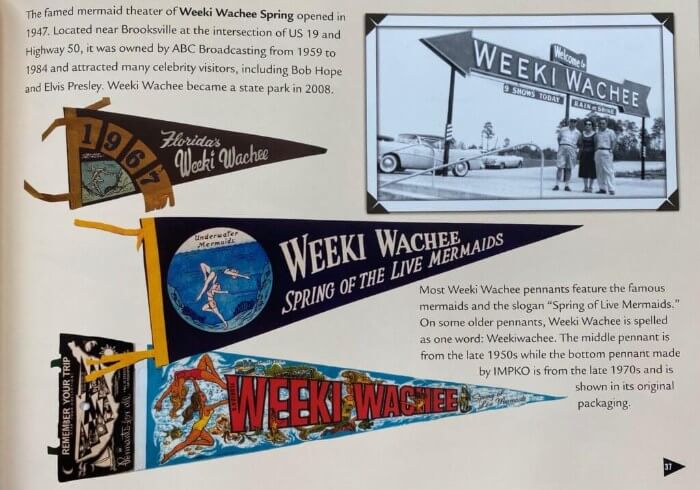 Photo of a page from Florida's Roadside Attractions History of Weeki Wachee penants