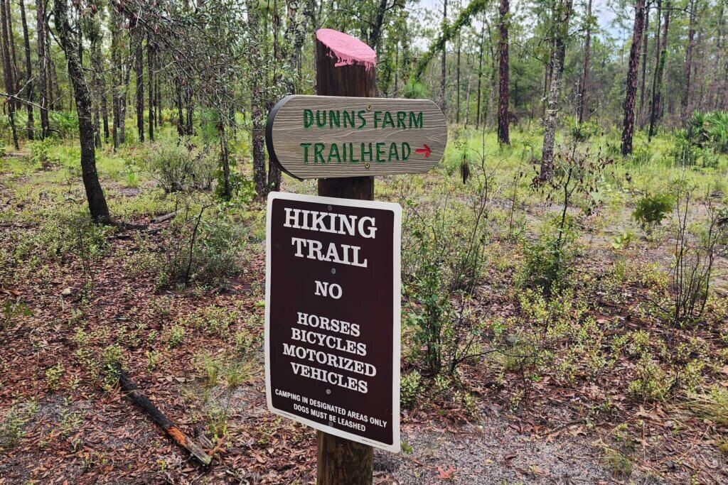 Jennings State Forest Trailhead Sign