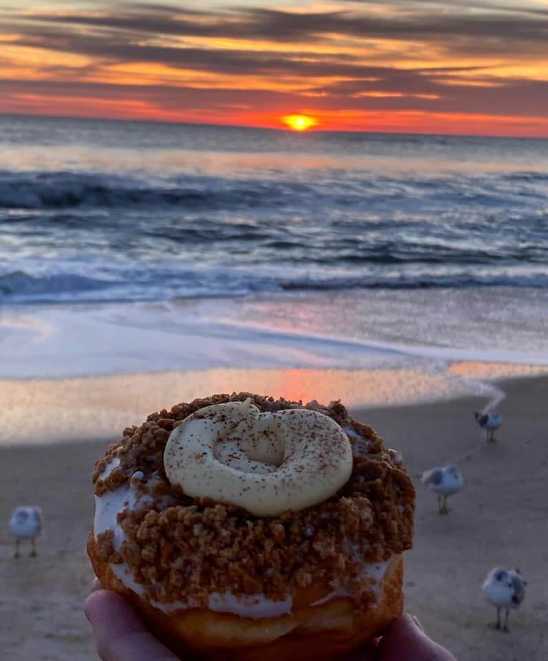 Donut on the beach from Swiller Bees in Flagler Beach Florida.